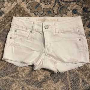 AE white denim shorts, size 0